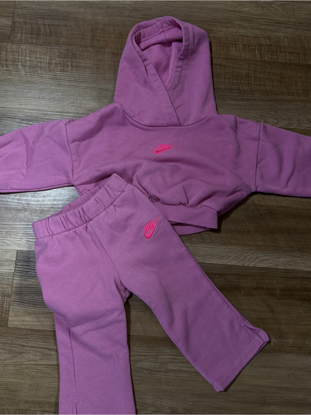 Nike Girls 2T Oversized Sweatshirt + Sweat Pants Pink Toddler Athletic Set